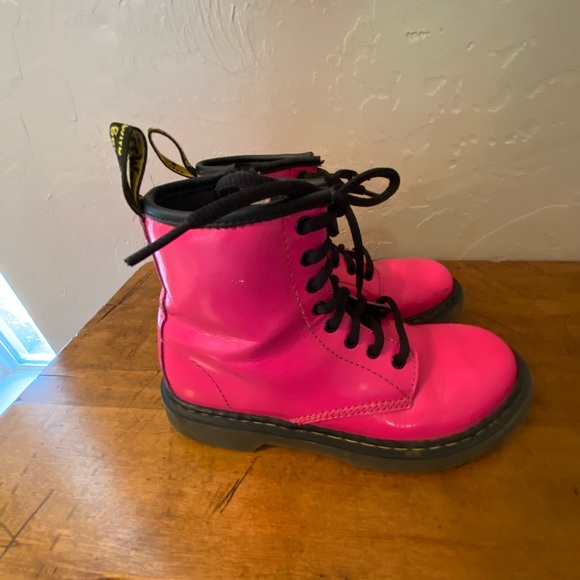 Dr. Martens Shoes Dr Martens Delaney Girls Pink Combat Boots Side